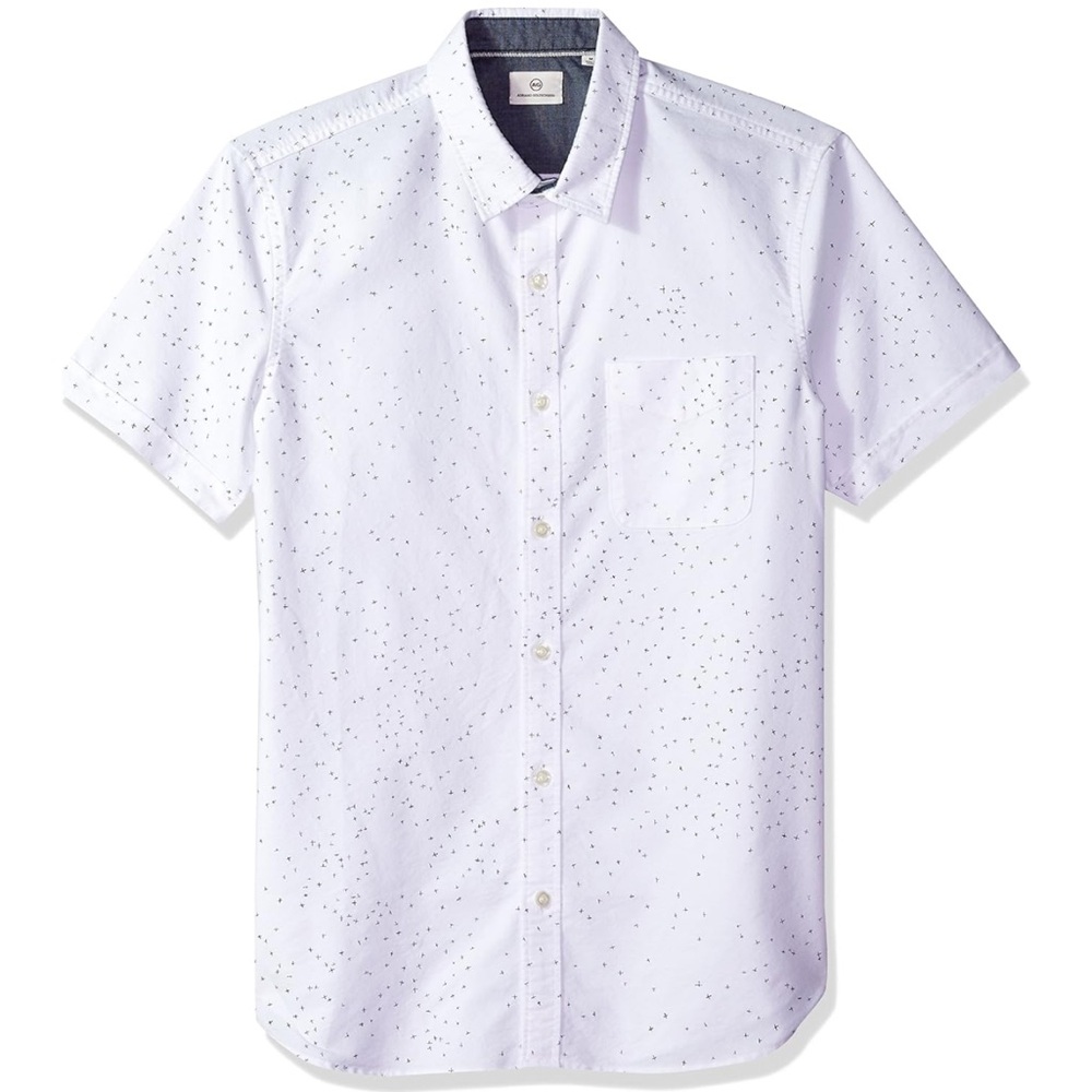 Ag Adriano Goldschmied White Speckled Short Sleeve Shirt NEW WITH TAGS — LARGE